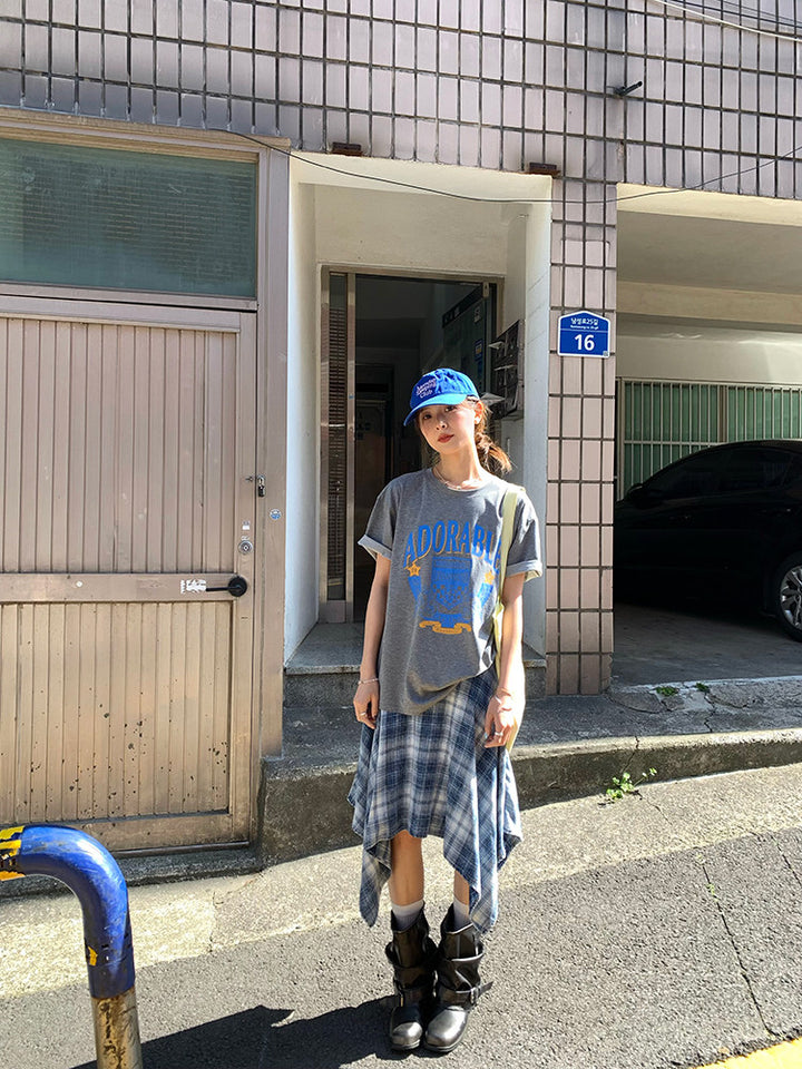 Vintage Asymmetry Check Skirt WSCS0336