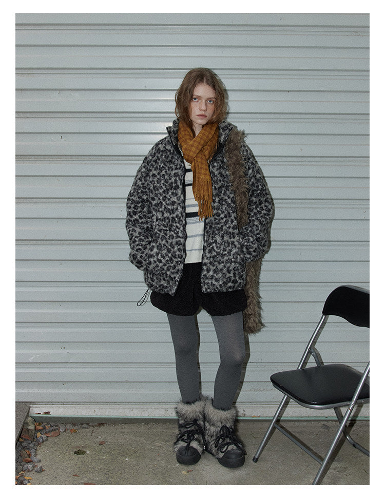 Leopard Pattern Woolen Jacket BMWJ0300