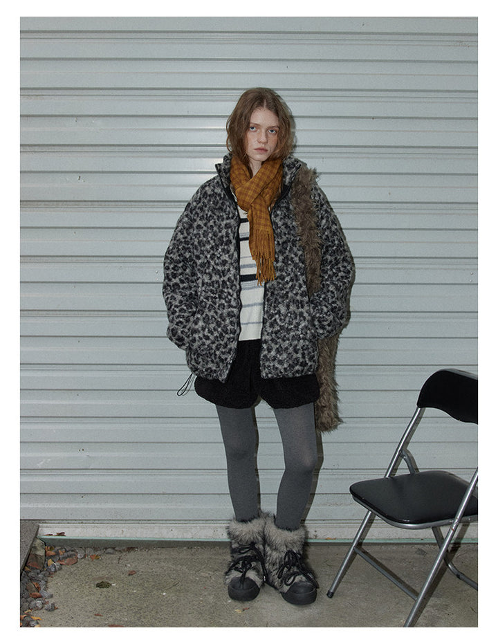 Leopard Pattern Woolen Jacket BMWJ0300