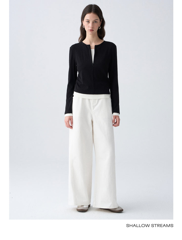 Contrast Layer Knit Cardigan SSKC0287