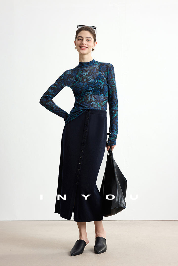 Soft Buttoned Wool Midi Skirt INMS0283