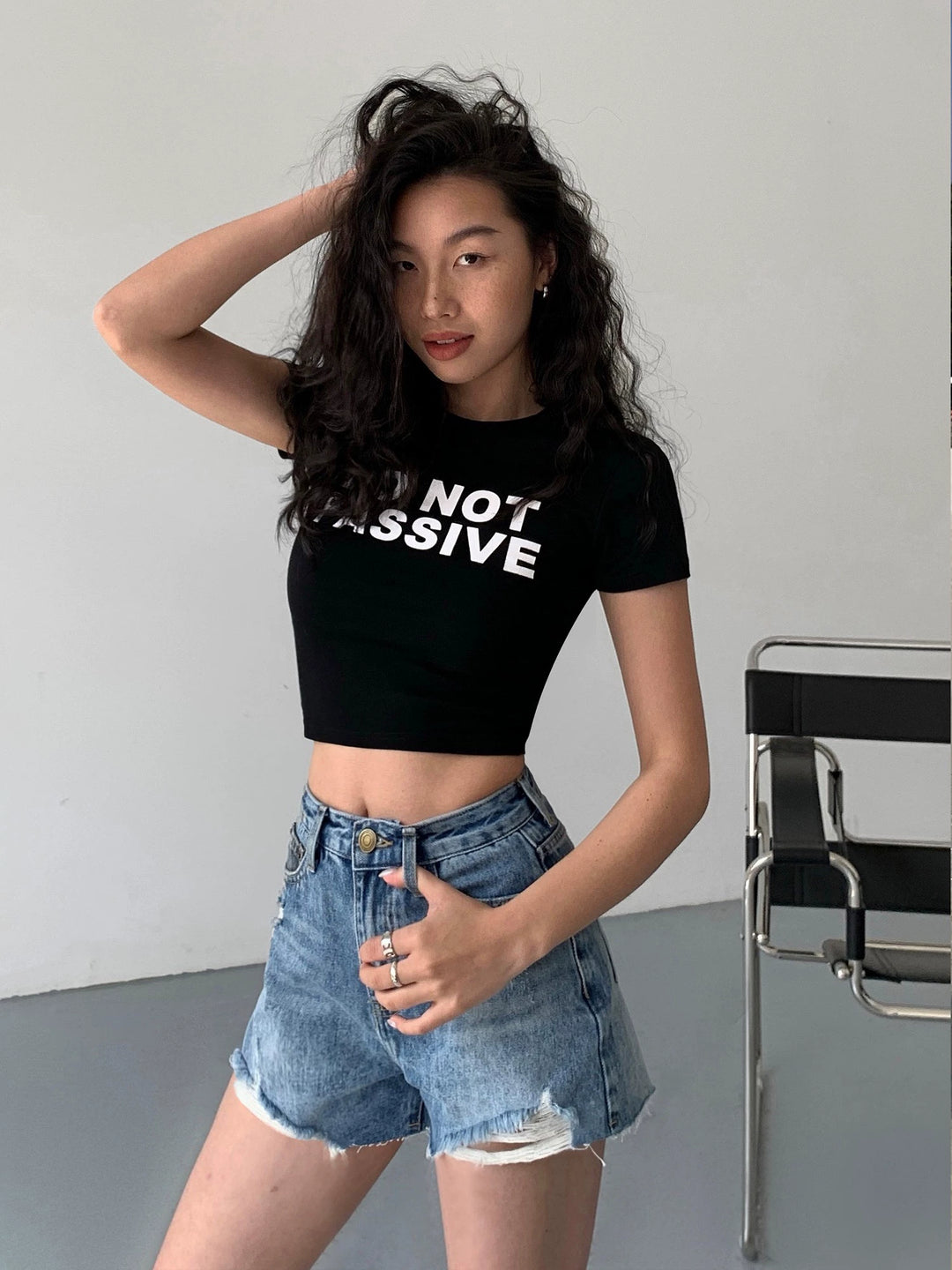 FrayEdge High Waist Denim Shorts NHDS0229