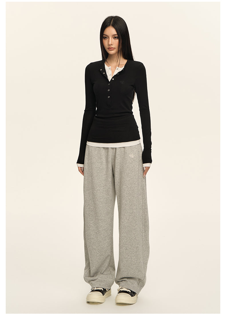 Luxe Layered Henley Top CVLT0157