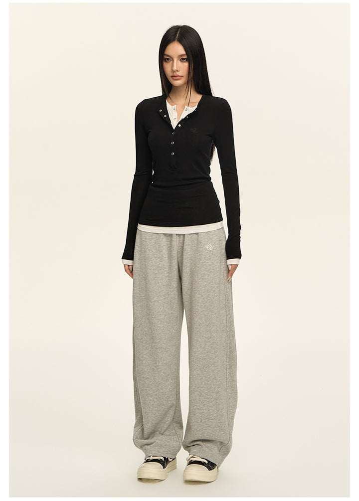 Luxe Layered Henley Top CVLT0157