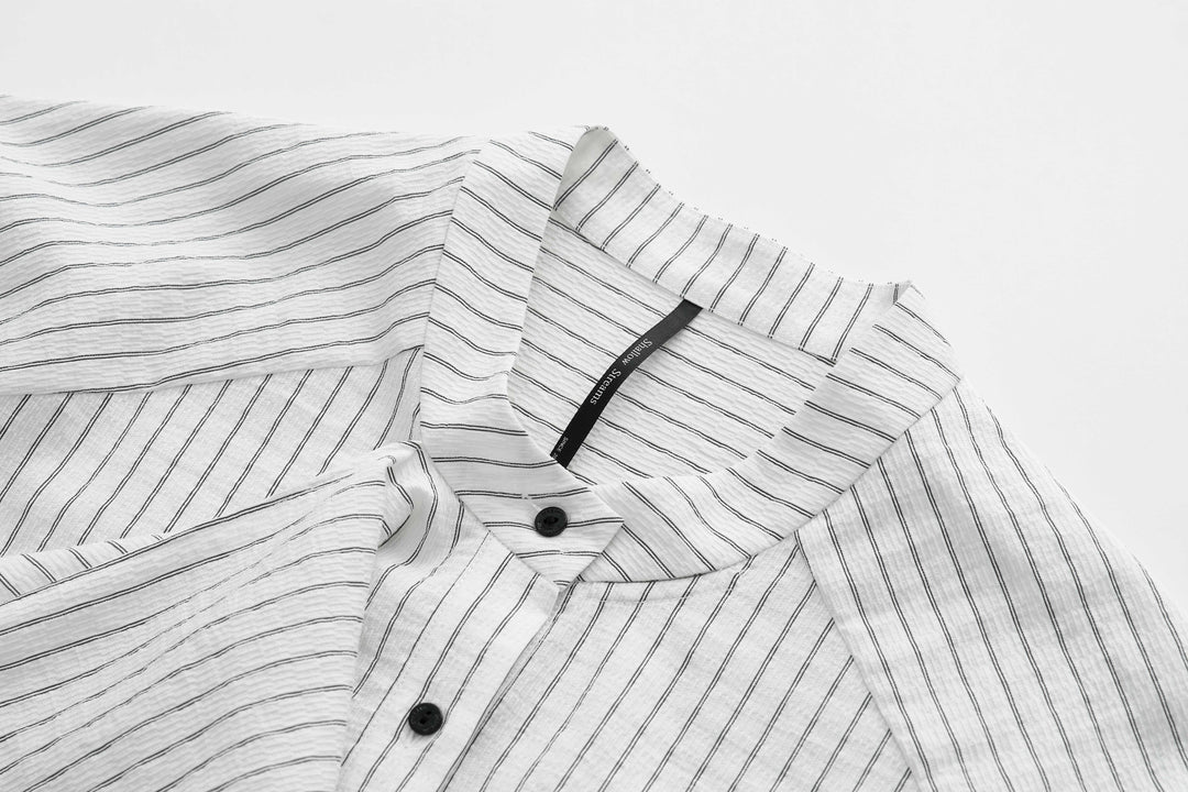 Ribbon Drape Stripe Blouse SSSB0172