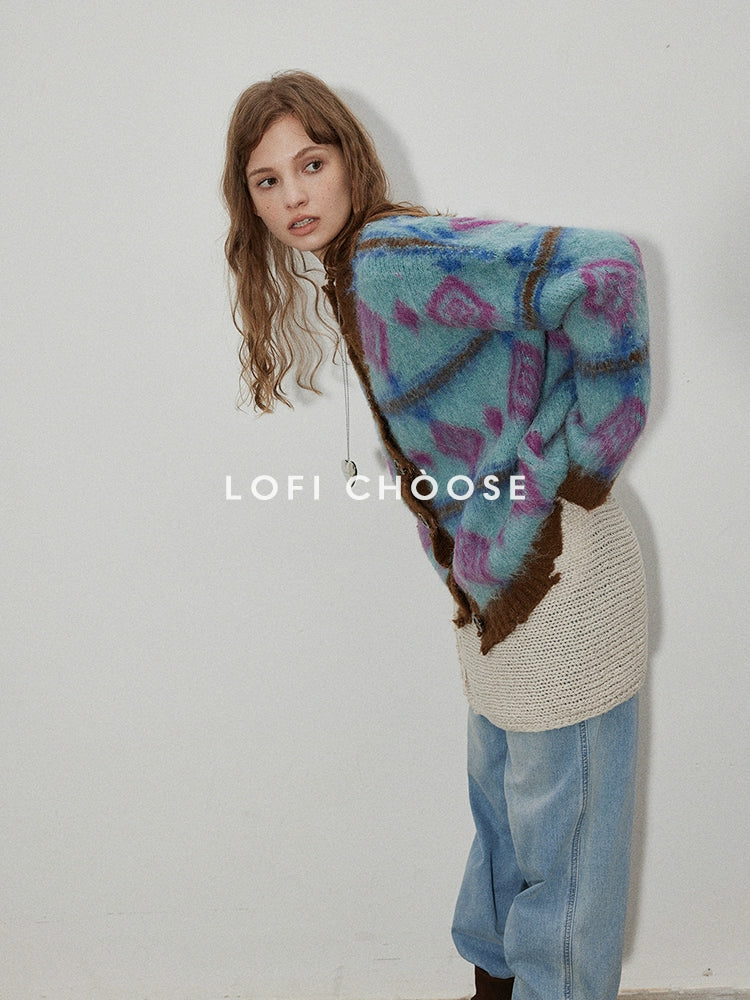 Vintage Patterned Knitted Cardigan LCVC0055