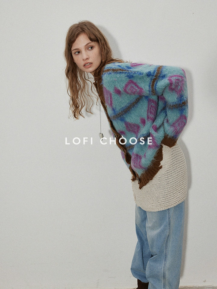 Vintage Patterned Knitted Cardigan LCVC0055