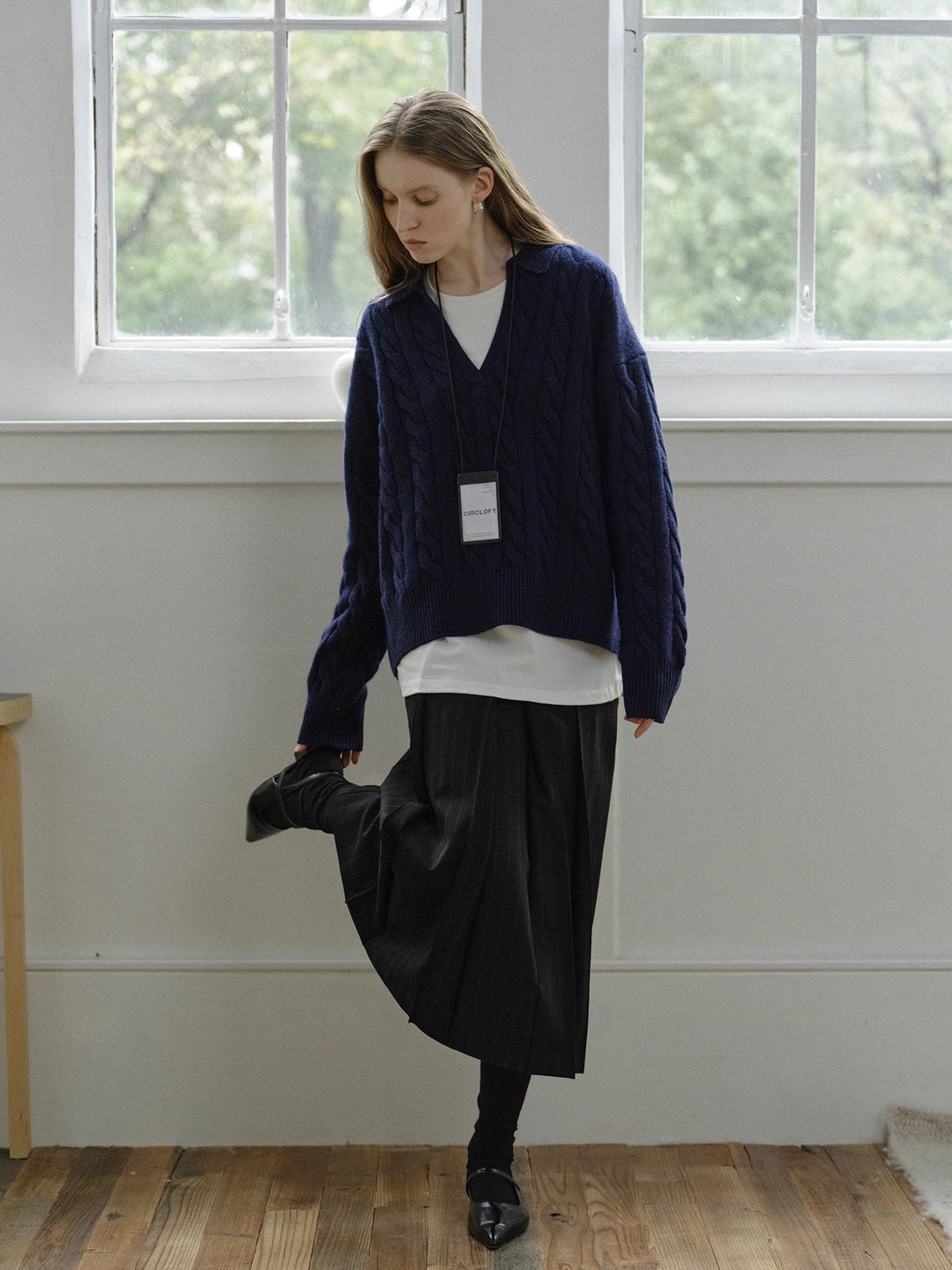 Vintage Cable Knit V-Neck Sweater CCVS0144