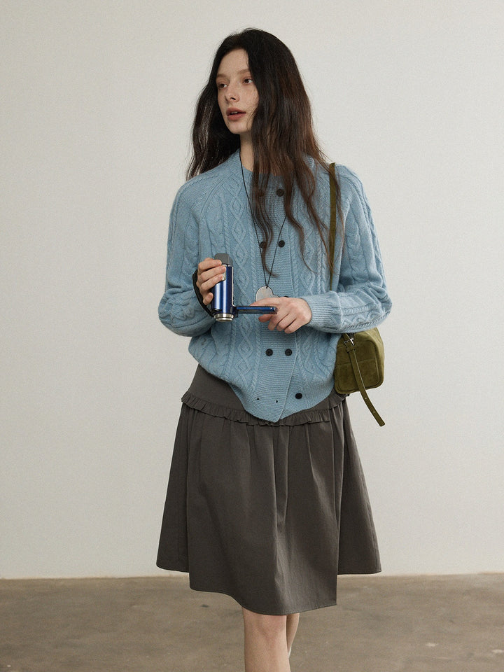 Vintage Cable Knit Double-Button Cardigan LCDC0314