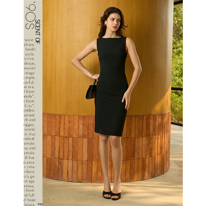 Sculpted Silhouette Black Dress SCBD0173