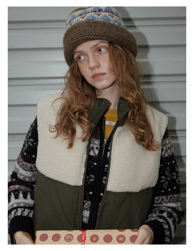 Olive Sherpa-Panel Utility Vest BMUV0298