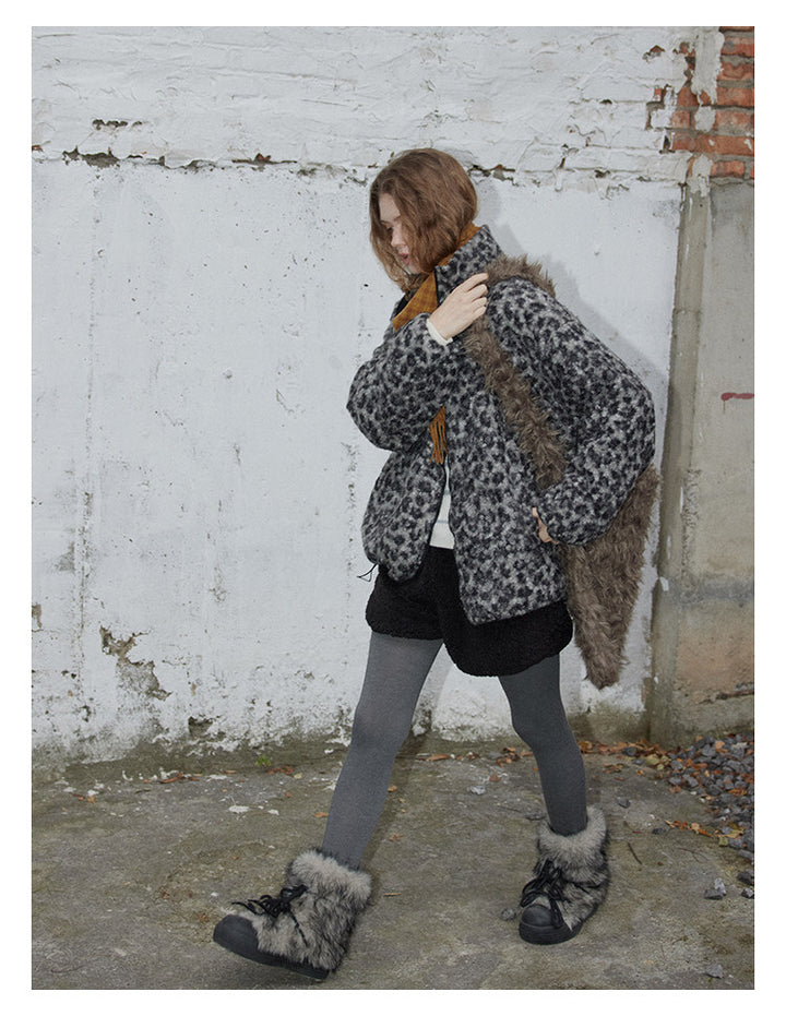 Leopard Pattern Woolen Jacket BMWJ0300