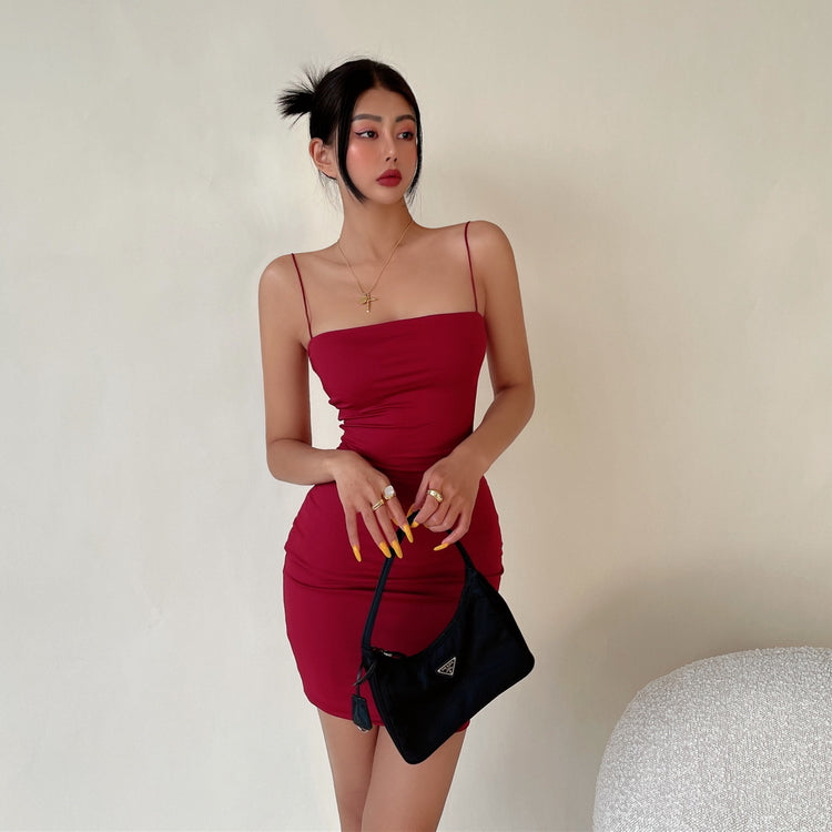 SleekGlow Spaghetti Strap Mini Dress LHMD0243