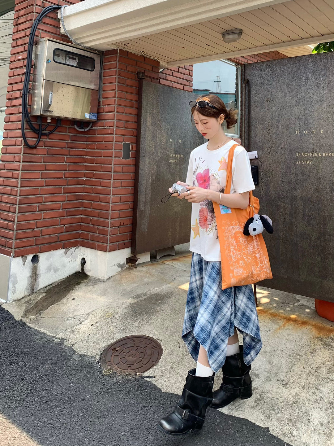 Vintage Asymmetry Check Skirt WSCS0336