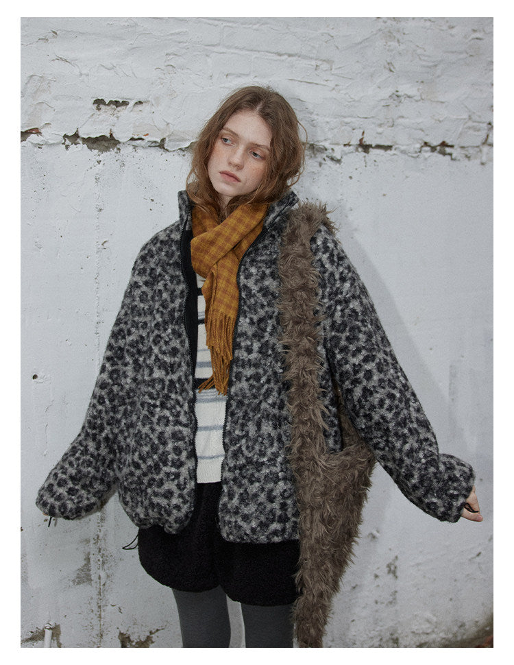 Leopard Pattern Woolen Jacket BMWJ0300