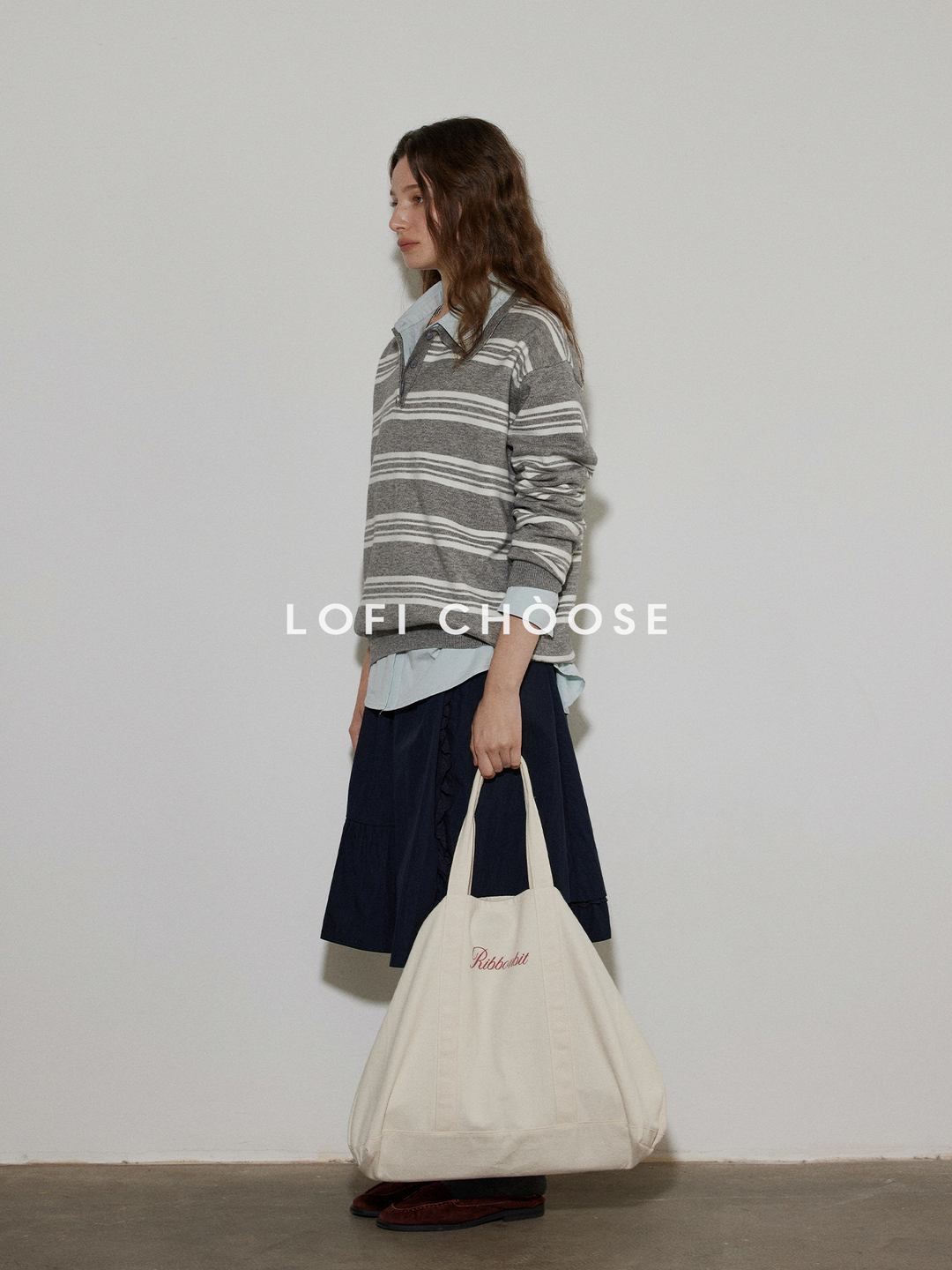 Heather Stripe Relaxed Polo Knit LCPK0281