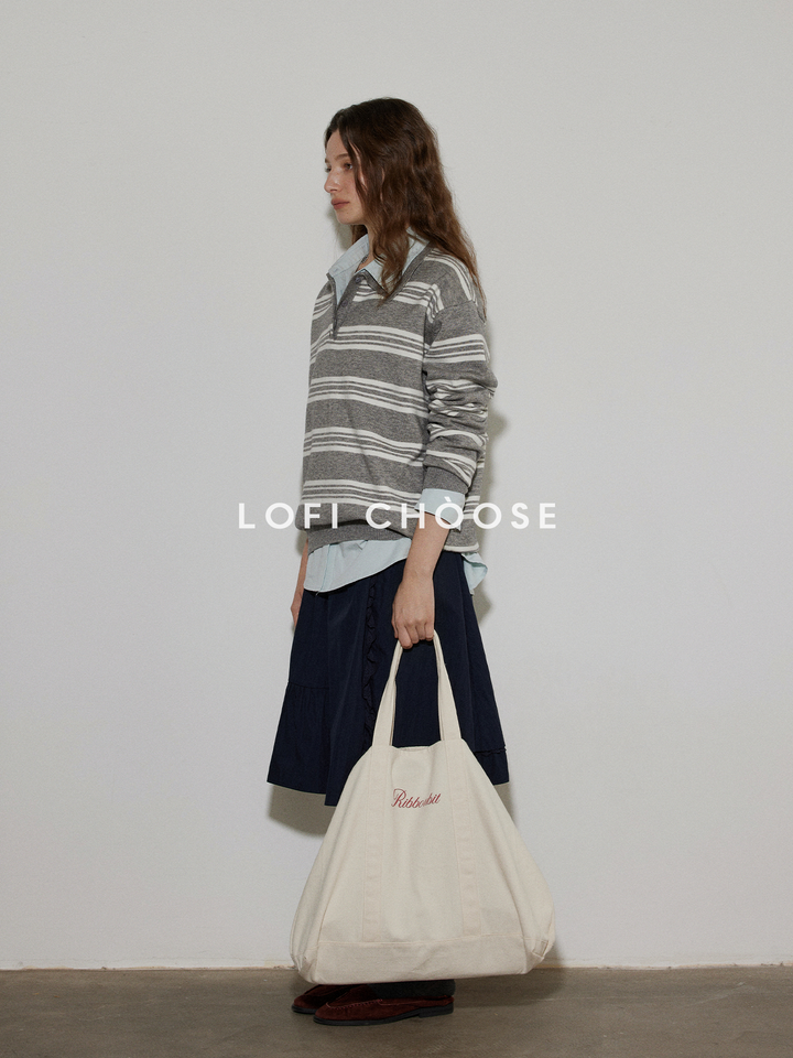 Heather Stripe Relaxed Polo Knit LCPK0281