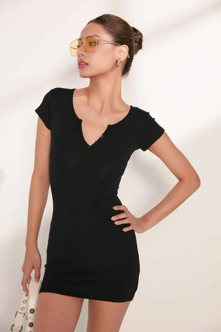 CurveSnap Henley Mini Dress DGMD0235
