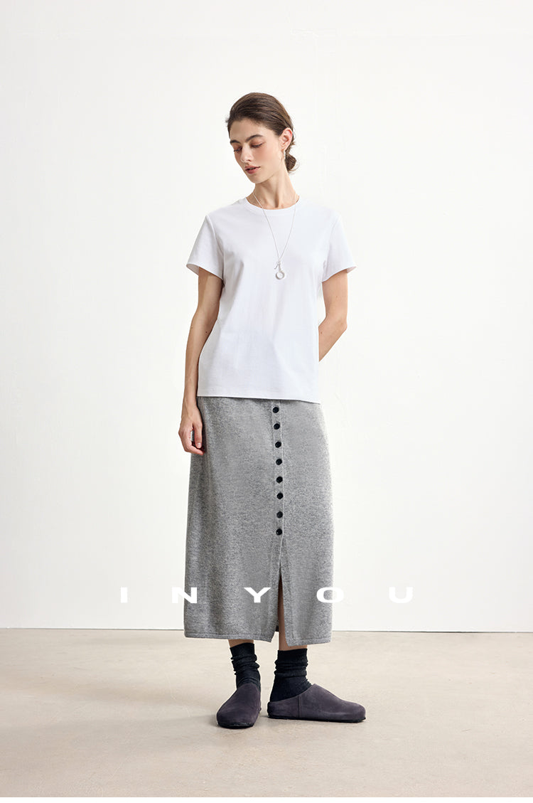 Soft Buttoned Wool Midi Skirt INMS0283