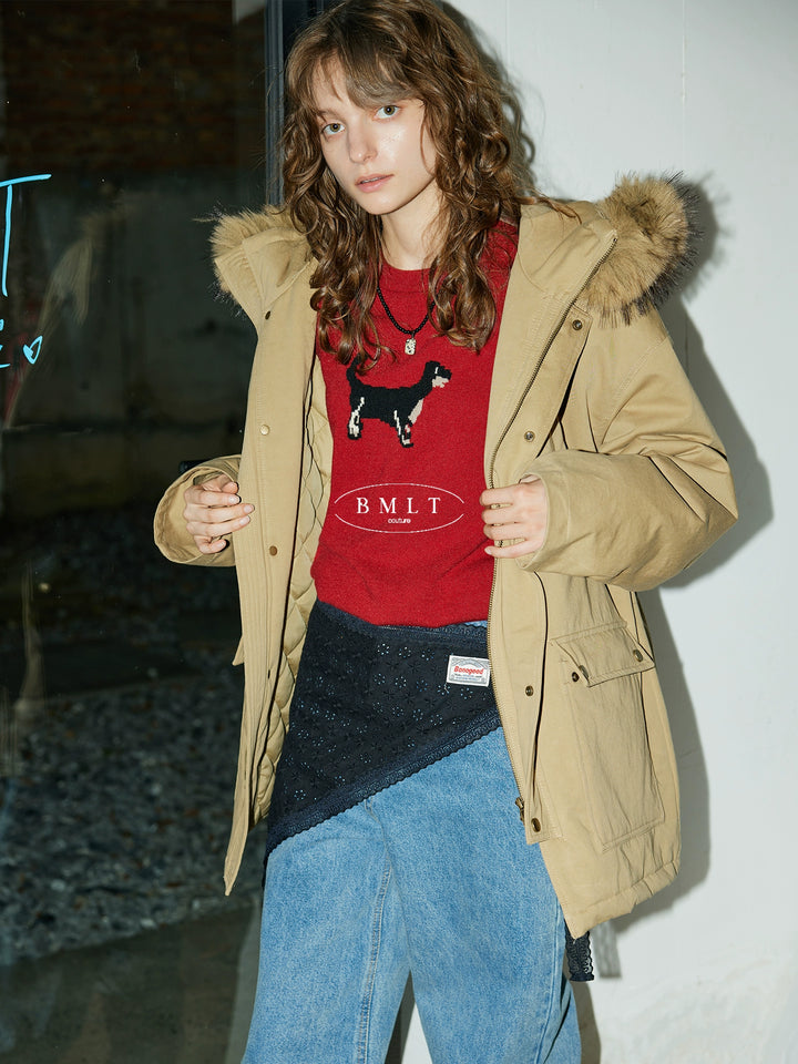 Sandstone Fur-Trim Cotton Parka BMPK0297