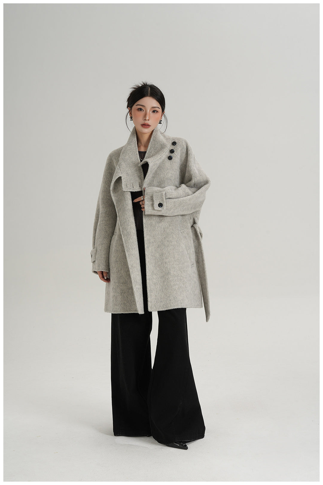 Softline Asymmetrical Wool Wrap Coat SRWC0319