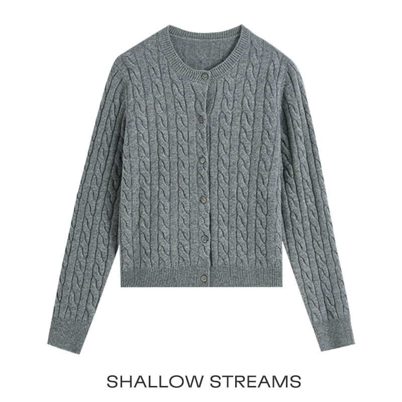 Wool Cable Knit Button Cardigan SSWC0086