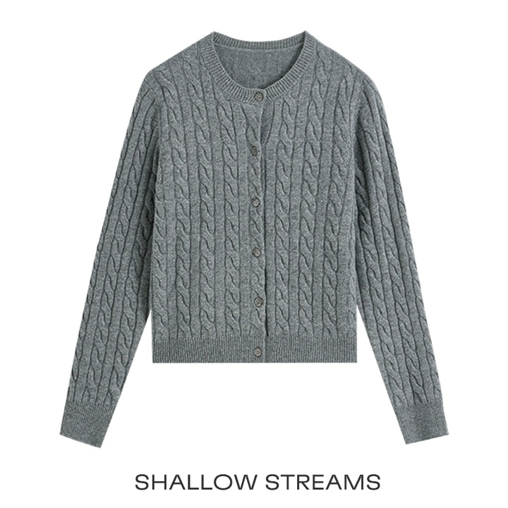 Wool Cable Knit Button Cardigan SSWC0086