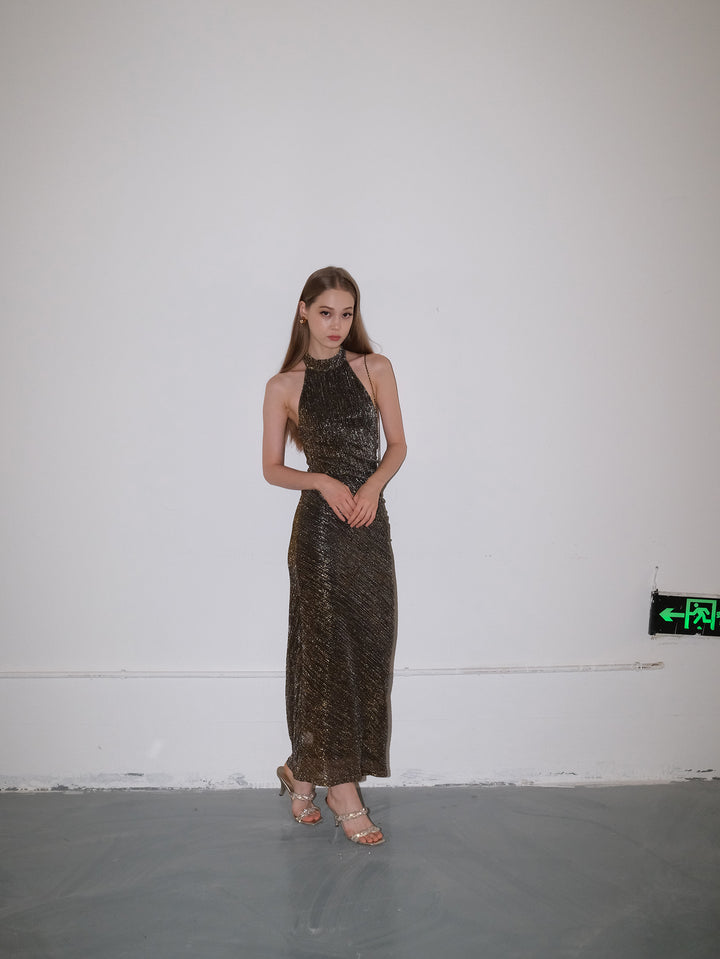 Golden Glimmer Halter Dress & Top SNTT0255