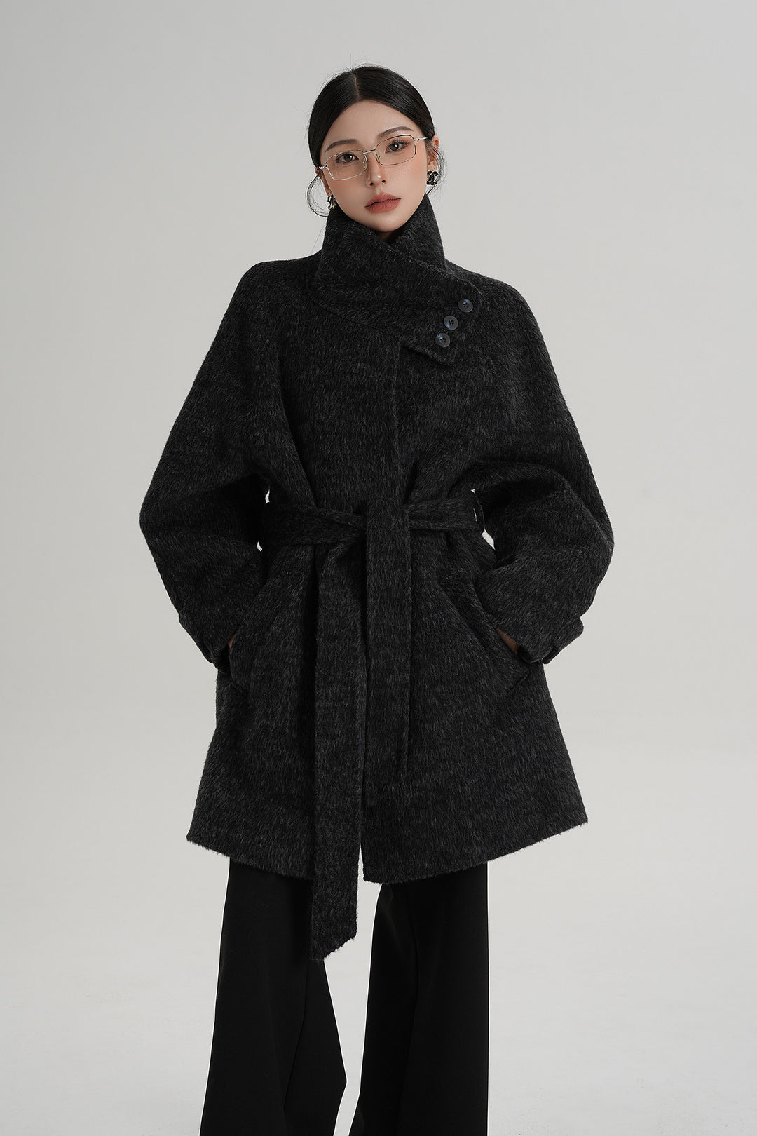 Softline Asymmetrical Wool Wrap Coat SRWC0319