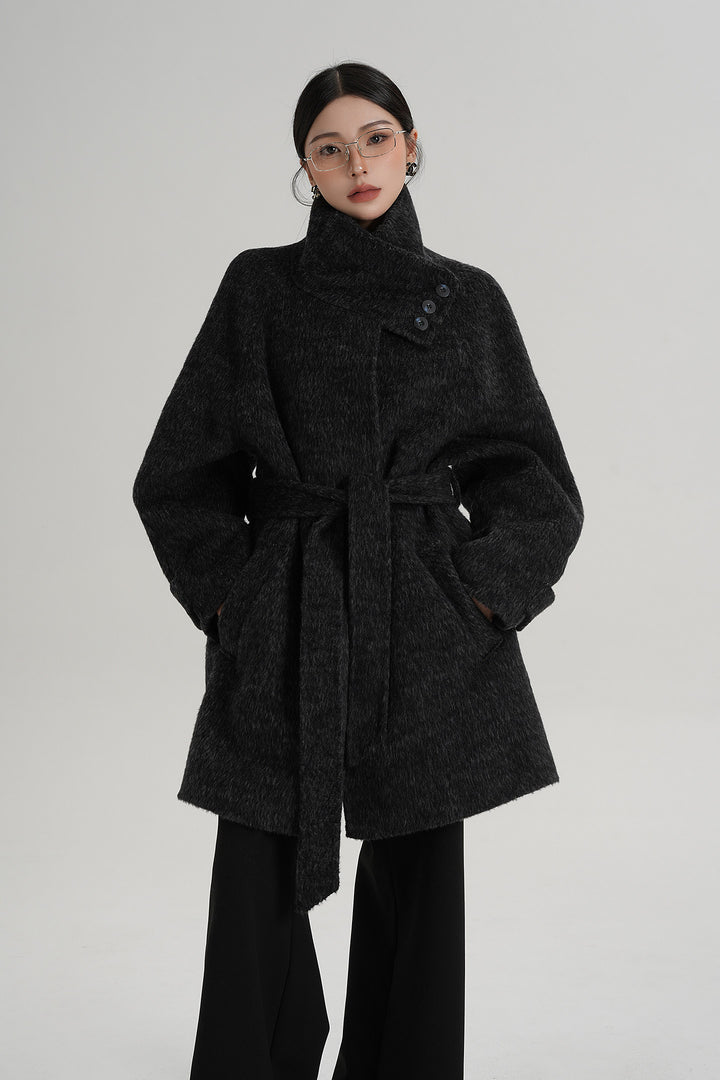 Softline Asymmetrical Wool Wrap Coat SRWC0319