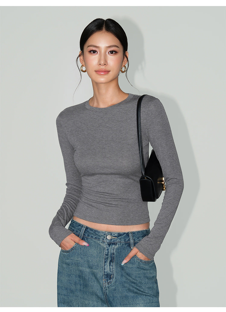 Sleek Fit Long Sleeve Round Neck Top NHRN0253