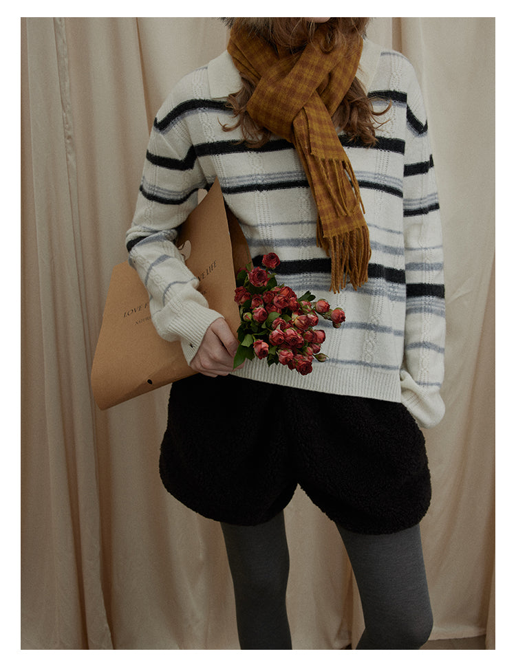 Winter Stripe Wool Knit Pullover BMKP0295