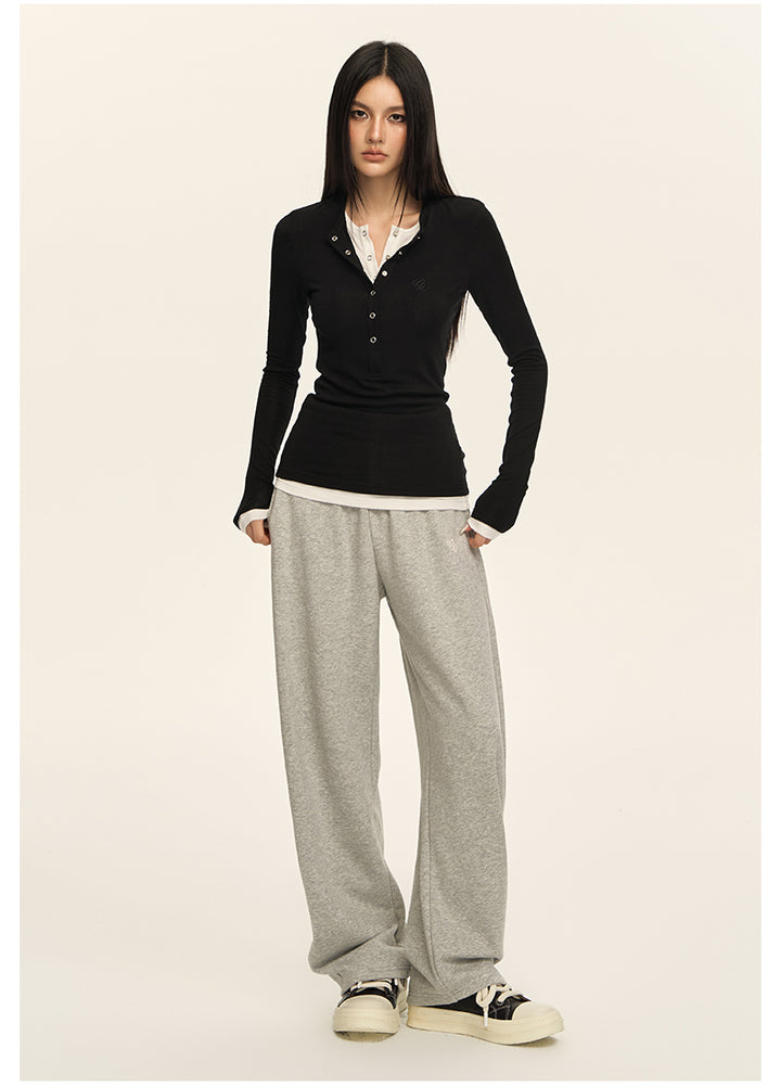 Luxe Layered Henley Top CVLT0157