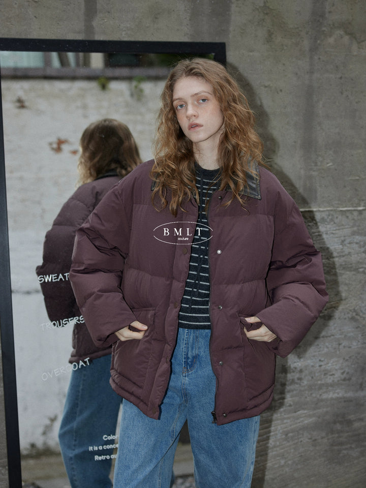 BMLT [Snow-covered Blue Tile] Winter Korean lapel warm 90 white duck down jacket Barn-style thickened jacket