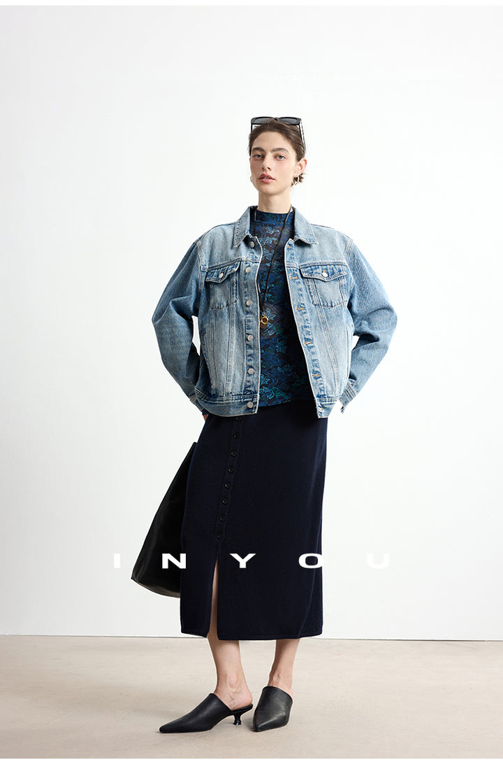 Soft Buttoned Wool Midi Skirt INMS0283