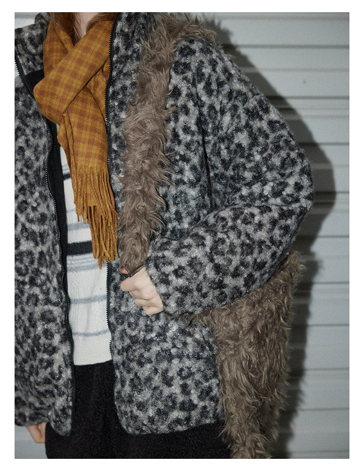 Leopard Pattern Woolen Jacket BMWJ0300
