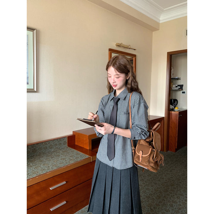 Vintage Check Shirt with Heritage Cable Knit Vest &Tie SET WSVS0334