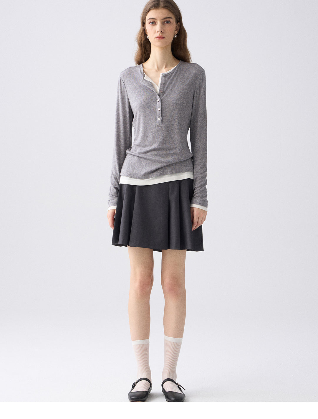 Premium Button Henley Knit Top SSKT0280