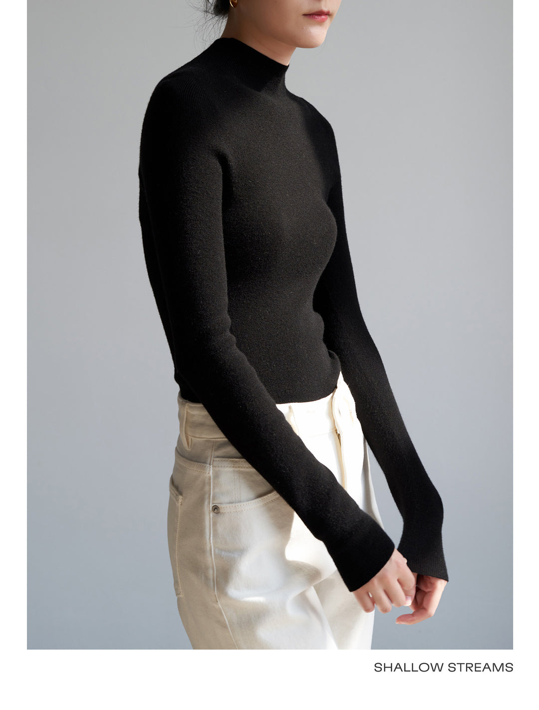 Silkline Merino Mock Neck Knit Top SSKT0316