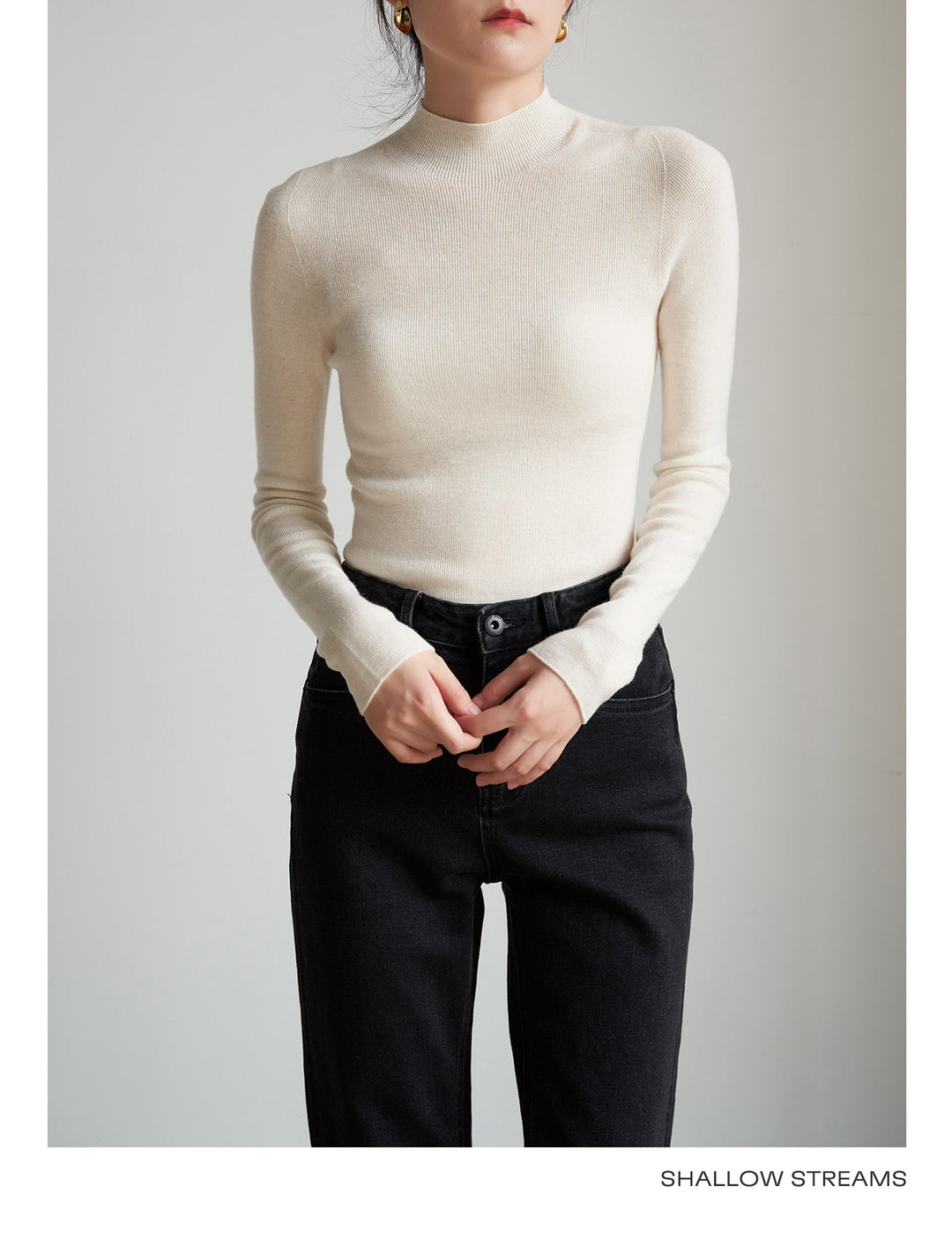 Silkline Merino Mock Neck Knit Top SSKT0316