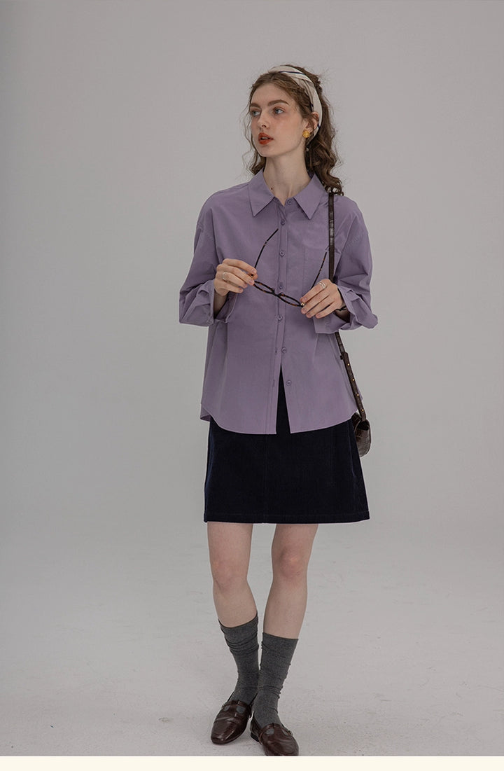 Vintage Cotton Oversized Button-Up Shirt DACS0108