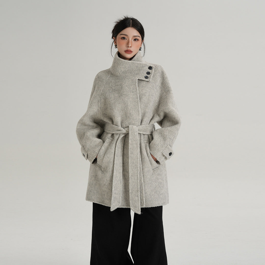 Softline Asymmetrical Wool Wrap Coat SRWC0319