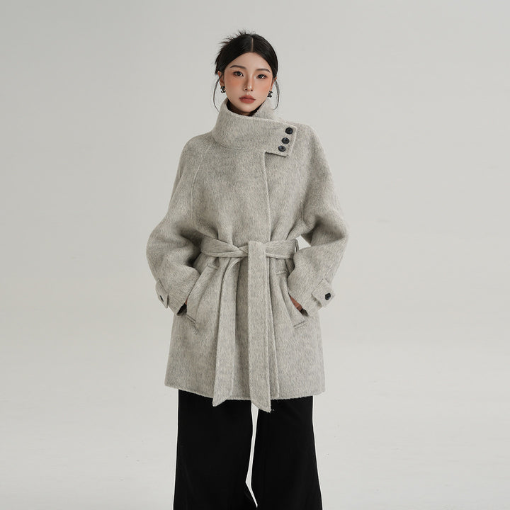 Softline Asymmetrical Wool Wrap Coat SRWC0319