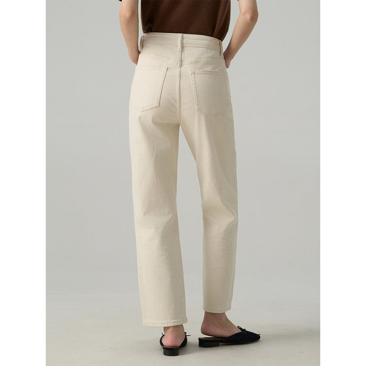 Slim White Cropped Jeans Baguette Pipe Pants SSSP0050