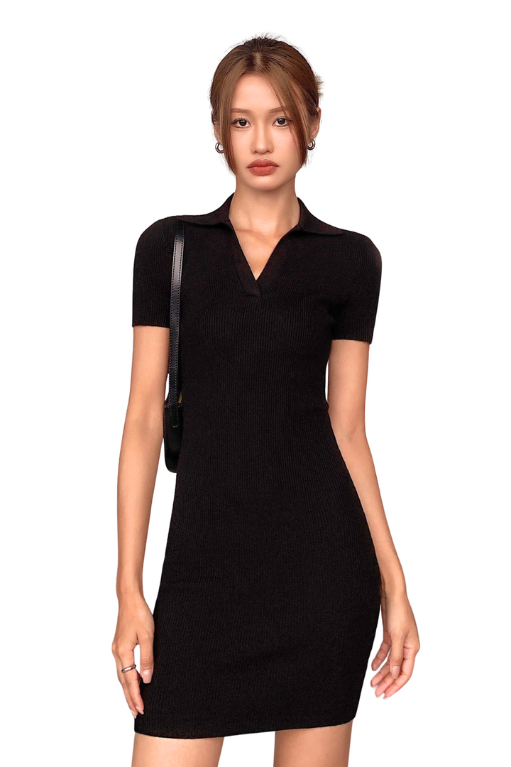 Sleek Allure Polo Knit Dress OUPD0246