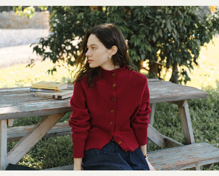 Cozy Luxe High-Neck Cardigan CCHC0139