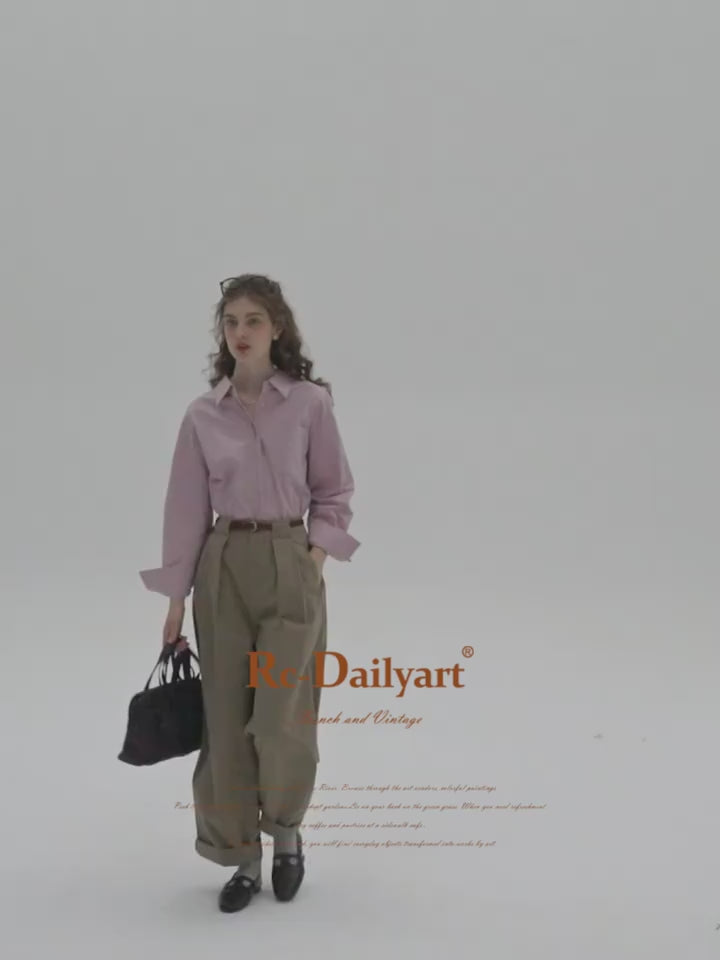 Vintage Cotton Oversized Button-Up Shirt DACS0108