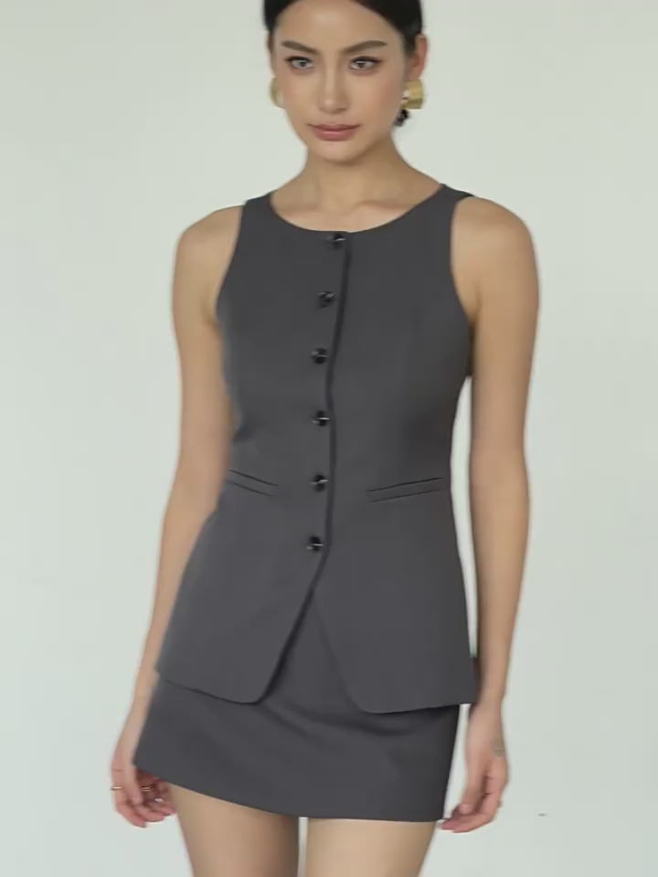 Sculpted Sleeveless Blazer Mini Set NHMS0180