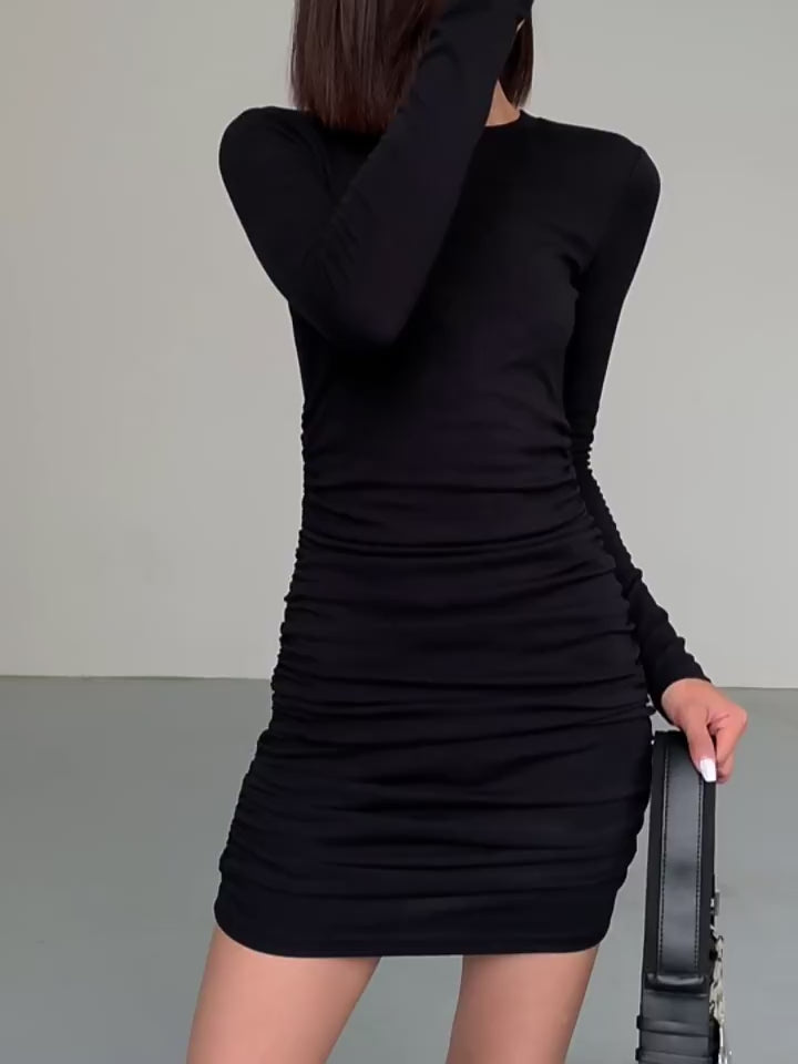 Midnight Ruched Knit Dress OUKD0250