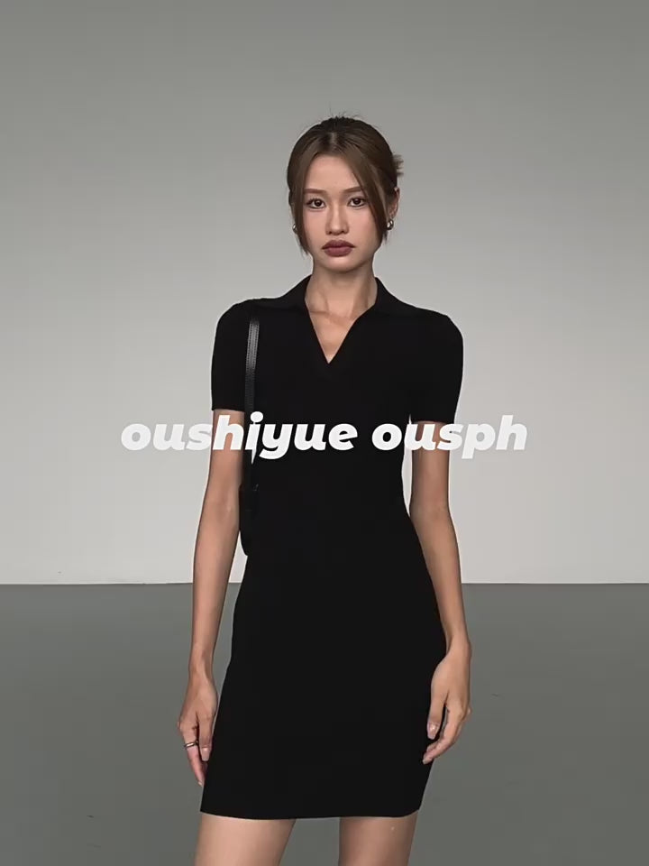 Sleek Allure Polo Knit Dress OUPD0246
